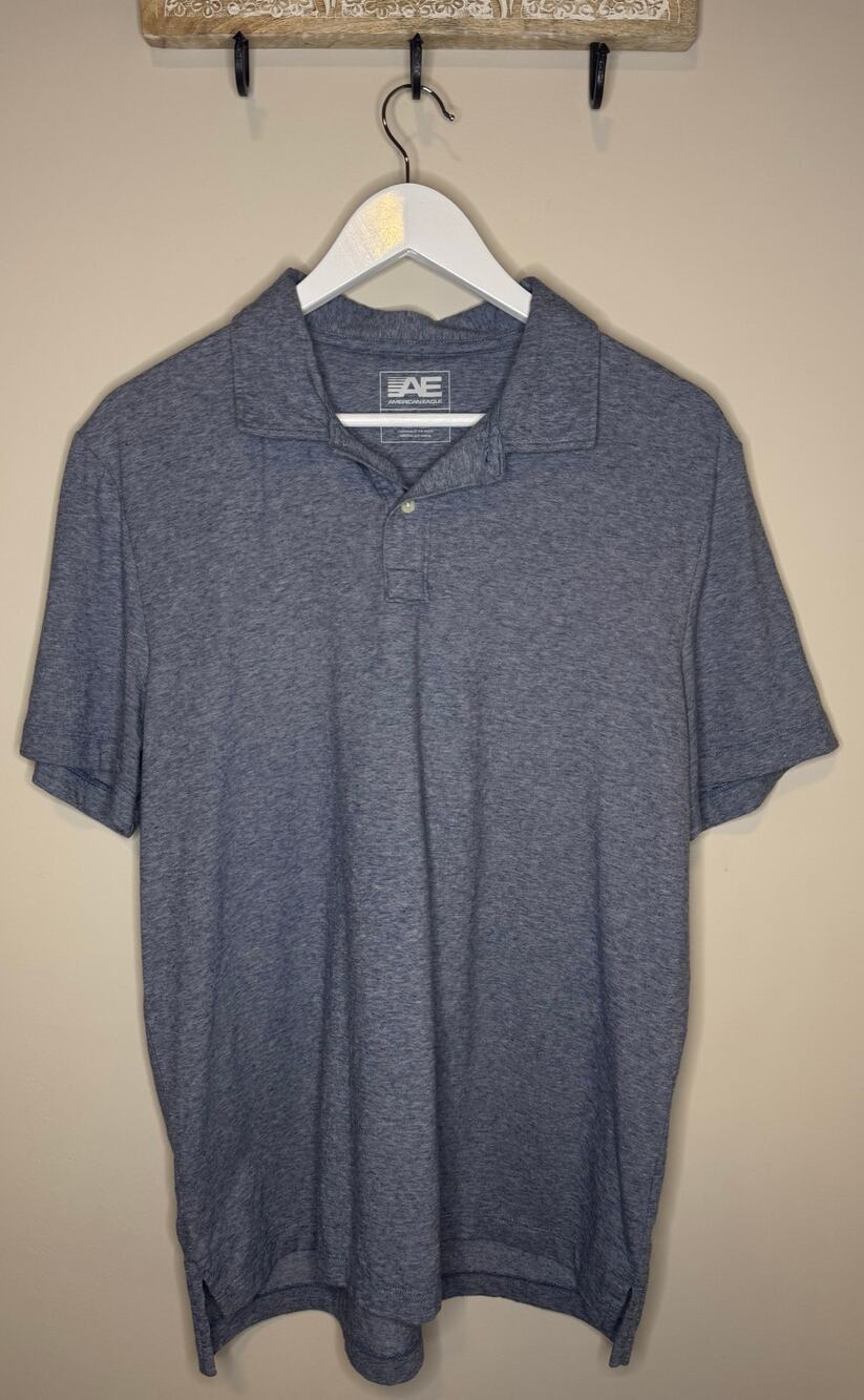 American Eagle Outfitters Heather Blue Polo sz L